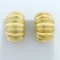 Half Hoop Wide Designer Earrings In 14k Yellow Gold