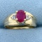 1ct Natural Ruby And Diamond Ring In 14k Yellow Gold