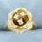 Diamond Rose Ring In 14k Yellow Gold