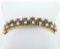 Vintage Sapphire And Cultured Pearl Hinged Bangle Bracelet In 14k Yellow Gold