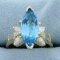 4ct Swiss Blue Topaz And Diamond Statement Ring In 14k Yellow Gold
