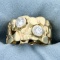 Wide Gold Nugget And 1/2ct Tw Diamond Band Ring In 14k Yellow Gold