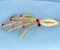 Natural Ruby Pin Or Brooch In 18k Yellow Gold