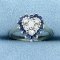Sapphire And Diamond Heart Ring In 14k White Gold