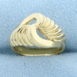 Abstract Twisting Designer Ring In 14k Yellow Gold