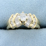 1ct Tw Oval Diamond Engagement Ring In 14k Yellow Gold