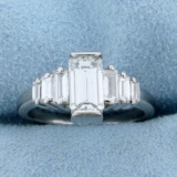 2.7ct Tw Emerald Cut Diamond Engagement Ring In Platinum