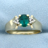 1ct Emerald And Diamond Ring In 14k Yellow Gold