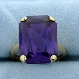 10ct Lab Purple Sapphire Ring In 10k Yellow Gold