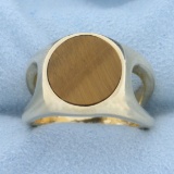 Men's Heavy Tiger's Eye Ring In 14k Yellow Gold