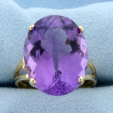 16ct Amethyst Statement Ring In 14k Yellow Gold