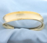 Heavy Wave Design Cuff Bangle Bracelet In 14k Yellow Gold