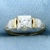 Vintage Edwardian .12ct Tw Diamond Ring In 14k And 18k Yellow And White Gold