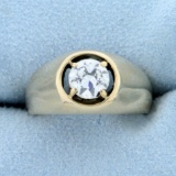 .85ct White Sapphire Solitaire Ring In 14k Yellow Gold