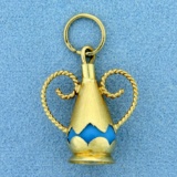 Vintage Persian Turquoise Water Or Wine Pitcher Charm Or Pendant In 18k Yellow Gold