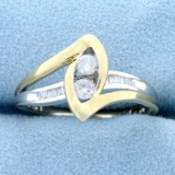 1/3ct Tw Diamond Ring In 10k White And Yellow Gold