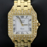 Gerard Petit Quartz Diamond Watch In Solid 14k Yellow Gold
