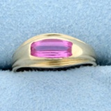 1ct Pink Sapphire Solitaire Ring In 14k Yellow Gold