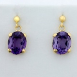 Vintage Purple Sapphire Dangle Drop Earrings In 14k Yellow Gold