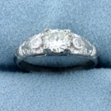 Vintage Art Deco Diamond Ring In Platinum