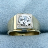 1.5ct Solitaire White Sapphire Ring In 14k Yellow And White Gold