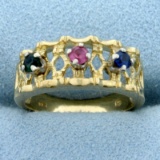 Multi-colored Topaz Ring In 10k Yellow Gold