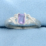 Designer Avon 1/2ct Amethyst And Diamond Ring In Sterling Silver