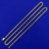 Long 25 Inch Solid Curb Link Neck Chain In 14k Yellow Gold