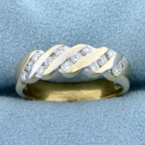 Unique Channel Set Diamond Anniversary Or Wedding Ring In 14k Yellow Gold