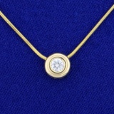 Italian-made 1/3ct Solitaire Diamond Necklace In 14k Yellow Gold