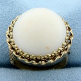 Antique Angel Skin Coral Ring In 14k Yellow Gold