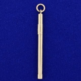 Retractable Toothpick Fob Charm Or Pendant In 14k Yellow Gold