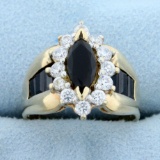 2.85ct Tw Sapphire And Diamond Ring In 10k Yellow Gold
