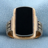 Antique Onyx Hand Designed Ring In 14k Rose Gold