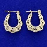 Filigree Hoop Earrings In 14k Yellow Gold