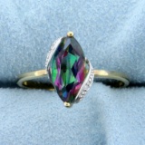 Mystic Topaz And Diamond Ring In 10k Yellow Gold