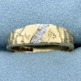 Three-stone Diamond Ring In 10k Yellow Gold