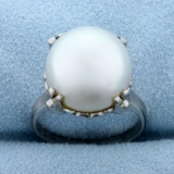 12.75mm South Sea Pearl Ring In Platinum