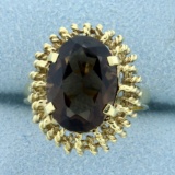 6ct Smoky Topaz Statement Ring In 14k Yellow Gold