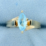 3/4ct Solitaire Sky Blue Topaz Ring Statement Ring In 10k Yellow Gold