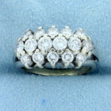 1.5ct Tw 3-row Diamond Ring In 14k White Gold