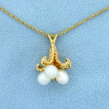 Designer Akoya Pearl Necklace In 14k Yellow Gold