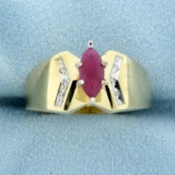 3/4ct Ruby And Diamond Ring In 14k Yellow And White Gold