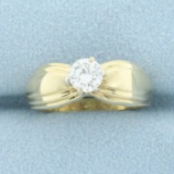Vintage .4ct Diamond Solitaire Engagement Ring In 14k Yellow Gold