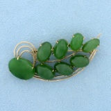 Vintage Jade Pin In 14k Yellow Gold