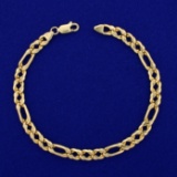 Italian-made Figaro Link Bracelet In 14k Yellow Gold