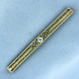 Antique Aquamarine Bar Pin In 14k Yellow Gold
