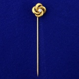 Antique Old European Cut Diamond Flower Pin In 14k Yellow Gold