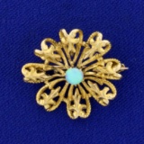 Vintage Fleur De Lis Design Opal Pin In 14k Yellow Gold