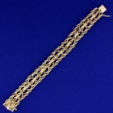 Unique Woven And Rope Design Charm Bracelet In 14k Yellow Gold